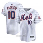 Camiseta Beisbol Hombre New York Mets Ronny Mauricio Primera Limited Blanco
