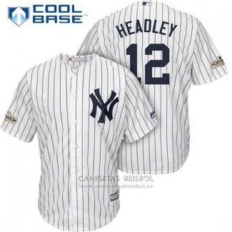 Camiseta Beisbol Hombre New York Yankees 2017 Postemporada Chase Headley Blanco Cool Base