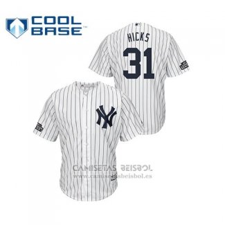 Camiseta Beisbol Hombre New York Yankees Aaron Hicks 2019 London Series Cool Base Blanco