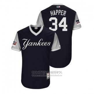 Camiseta Beisbol Hombre New York Yankees J.a. Happ 2018 LLWS Players Weekend Happer Azul