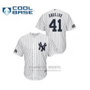 Camiseta Beisbol Hombre New York Yankees Miguel Andujar 2019 London Series Cool Base Blanco