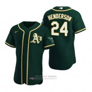 Camiseta Beisbol Hombre Oakland Athletics Rickey Henderson Autentico Alterno Verde