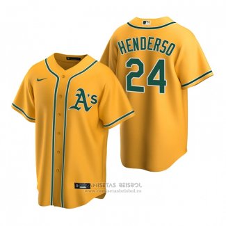 Camiseta Beisbol Hombre Oakland Athletics Rickey Henderson Replica Alterno Oro