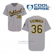Camiseta Beisbol Hombre Oakland Athletics Terry Steinbach 36 Gris Cool Base