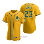 Camiseta Beisbol Hombre Oakland Athletics Yan Gomes Autentico Primera Oro