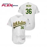 Camiseta Beisbol Hombre Oakland Athletics Yusmeiro Petit 150th Aniversario Patch Autentico Flex Base Blanco