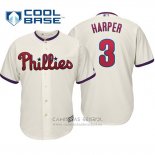 Camiseta Beisbol Hombre Philadelphia Phillies Bryce Harper Cool Base Alterno Crema