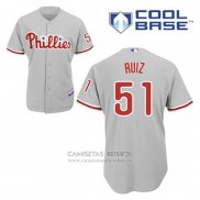 Camiseta Beisbol Hombre Philadelphia Phillies Carlos Ruiz 51 Gris Cool Base