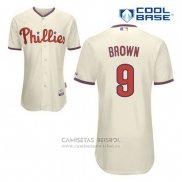 Camiseta Beisbol Hombre Philadelphia Phillies Domonic Brown 9 Crema Alterno Cool Base