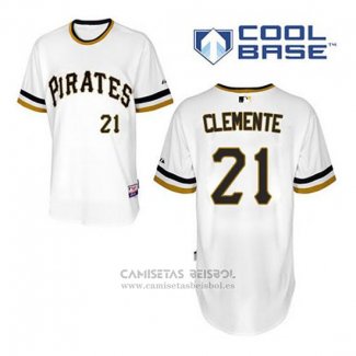 Camiseta Beisbol Hombre Pittsburgh Pirates Roberto Clemente 21 Blanco Cool Base