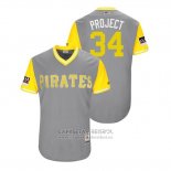 Camiseta Beisbol Hombre Pittsburgh Pirates Trevor Williams 2018 LLWS Players Weekend Project Gris