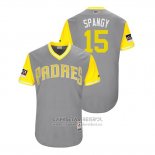 Camiseta Beisbol Hombre San Diego Padres Cory Spangenberg 2018 LLWS Players Weekend Spangy Gris