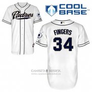 Camiseta Beisbol Hombre San Diego Padres Rollie Fingers 34 Blanco Primera Cool Base