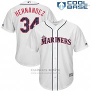 Camiseta Beisbol Hombre Seattle Mariners 2017 Estrellas y Rayas Felix Hernandez Blanco Cool Base