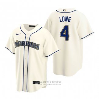 Camiseta Beisbol Hombre Seattle Mariners Shed Long Jr. Replica Alterno Crema