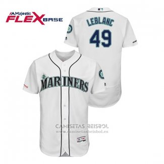 Camiseta Beisbol Hombre Seattle Mariners Wade Leblanc 150th Aniversario Patch Flex Base Blanco