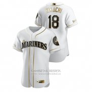 Camiseta Beisbol Hombre Seattle Mariners Yusei Kikuchi Golden Edition Autentico Blanco