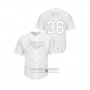 Camiseta Beisbol Hombre Tampa Bay Rays Andrew Kittredge 2019 Players Weekend Replica Blanco