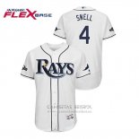 Camiseta Beisbol Hombre Tampa Bay Rays Blake Snell 2019 Postemporada Flex Base Blanco