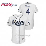 Camiseta Beisbol Hombre Tampa Bay Rays Blake Snell 2019 Postemporada Flex Base Blanco