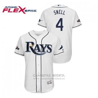 Camiseta Beisbol Hombre Tampa Bay Rays Blake Snell 2019 Postemporada Flex Base Blanco