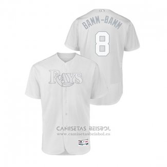 Camiseta Beisbol Hombre Tampa Bay Rays Brandon Lowe 2019 Players Weekend Autentico Blanco