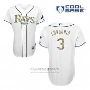 Camiseta Beisbol Hombre Tampa Bay Rays Evan Longoria 3 Blanco Usmc Cool Base