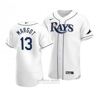 Camiseta Beisbol Hombre Tampa Bay Rays Manuel Margot Autentico Primera 2020 Blanco