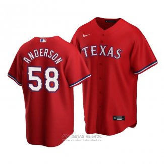 Camiseta Beisbol Hombre Texas Rangers Drew Anderson Replica Alterno Rojo