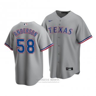 Camiseta Beisbol Hombre Texas Rangers Drew Anderson Replica Road Gris