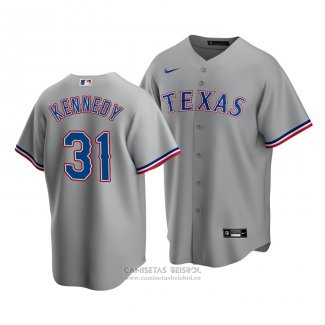 Camiseta Beisbol Hombre Texas Rangers Ian Kennedy Replica Road Gris