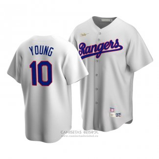 Camiseta Beisbol Hombre Texas Rangers Michael Young Cooperstown Collection Primera Blanco