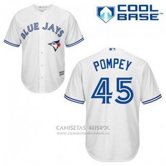 Camiseta Beisbol Hombre Toronto Blue Jays Dalton Pompey 45 Blanco Primera Cool Base