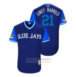 Camiseta Beisbol Hombre Toronto Blue Jays Luke Maile 2018 LLWS Players Weekend Lukey Barrels Azul