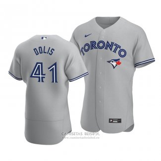 Camiseta Beisbol Hombre Toronto Blue Jays Rafael Dolis Autentico Road Gris