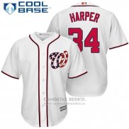 Camiseta Beisbol Hombre Washington Nationals 34 Bryce Harper Blanco 2017 Cool Base