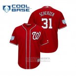 Camiseta Beisbol Hombre Washington Nationals Max Scherzer Cool Base Entrenamiento de Primavera 2019 Rojo