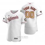 Camiseta Beisbol Hombre Washington Nationals Personalizada Gold-Trimmed Championship Autentico Blanco