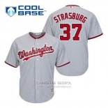Camiseta Beisbol Hombre Washington Nationals Stephen Strasburg 37 Gris Cool Base