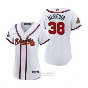 Camiseta Beisbol Mujer Atlanta Braves Guillermo Heredia 2022 Gold Program Replica Blanco