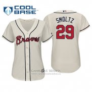 Camiseta Beisbol Mujer Atlanta Braves John Smoltz Cool Base Alterno 2019 Crema