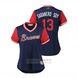 Camiseta Beisbol Mujer Atlanta Braves Ronald Acuna Jr. 2018 LLWS Players Weekend Sabanero Soy Azul