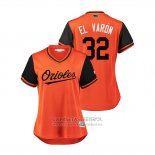 Camiseta Beisbol Mujer Baltimore Orioles Yefry Ramirez 2018 LLWS Players Weekend El Varon Orange