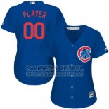 Camiseta Beisbol Mujer Chicago Cubs Personalizada Azul