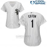 Camiseta Beisbol Mujer Chicago White Sox 1 Adam Eaton Blanco Autentico Collection Cool Base