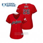 Camiseta Beisbol Mujer Cleveland Indians Rajai Davis 2019 All Star Patch Cool Base Rojo