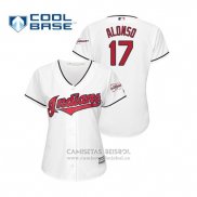 Camiseta Beisbol Mujer Cleveland Indians Yonder Alonso 2019 All Star Patch Cool Base Blanco