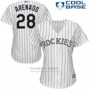 Camiseta Beisbol Mujer Colorado Rockies 28 Nolan Arenado Blanco Cool Base