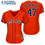 Camiseta Beisbol Mujer Houston Astros 2017 World Series Campeones Chris Devenski Naranja Cool Base