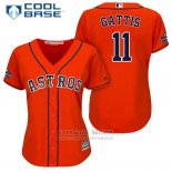 Camiseta Beisbol Mujer Houston Astros 2017 World Series Campeones Evan Gattis Naranja Cool Base